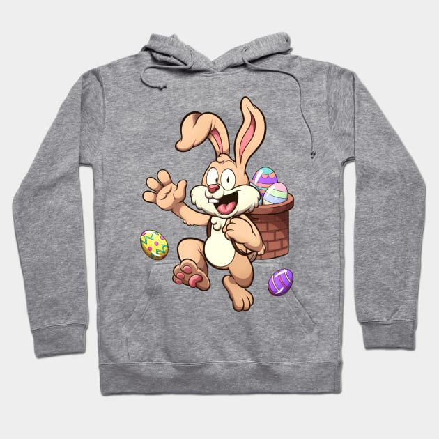 Happy Easter Bunny With Basket Full Of Easter Eggs Hoodie by TheMaskedTooner